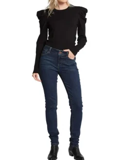 Jean en coton mélangé brut avec une coupe skinny et des passants