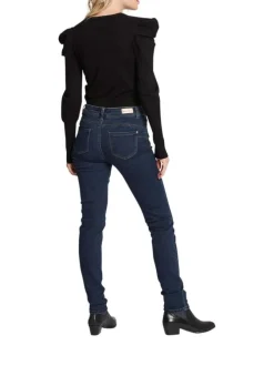 Jean en coton mélangé brut avec une coupe skinny et des passants