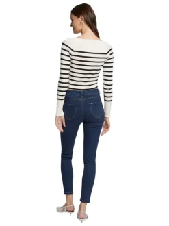 Jean en coton mélangé brut uni avec une coupe slim et 4 poches