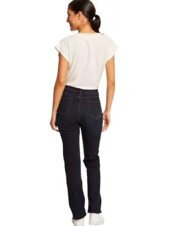 Jean en coton mélangé brut uni à coupe slim avec une taille intermédiaire