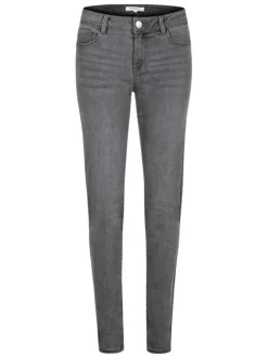 Jean en coton mélangé gris avec une coupe skinny et des passants