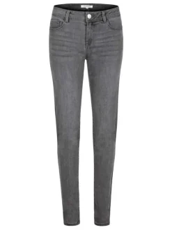 Jean en coton mélangé gris avec une coupe skinny et des passants
