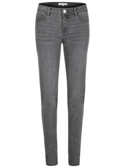 Jean en coton mélangé gris avec une coupe skinny et des passants