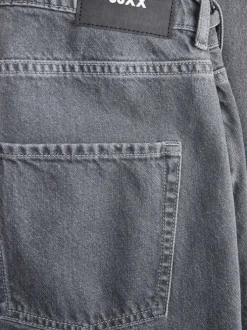 Jean en coton mélangé gris uni bootcut avec lien à la taille et poches plaquées