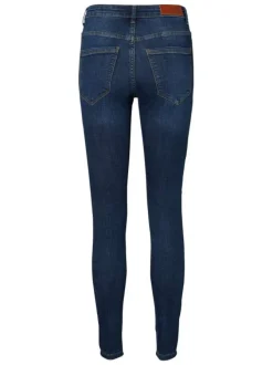 Jean en coton mélangé indigo effet délavé avec une coupe slim
