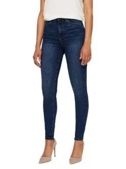 Jean en coton mélangé indigo effet délavé avec une coupe slim