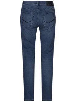 Jean en coton mélangé indigo uni pourvu d'une coupe slim et de multiples poches