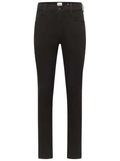 Jean en coton mélangé noir uni avec une coupe slim et 5 poches