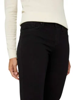 Jean en coton mélangé noir uni avec une coupe slim et une taille intermédiaire