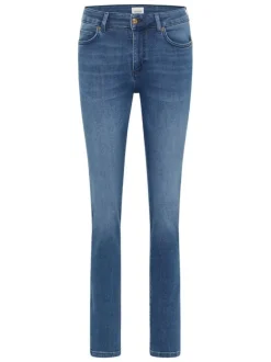 Jean en coton mélangé stone avec une coupe slim et des passants pour ceinture