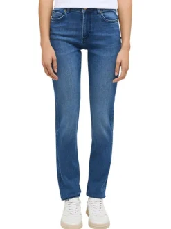 Jean en coton mélangé stone avec une coupe slim et des passants pour ceinture