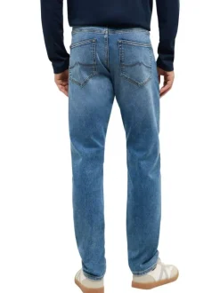 Jean en coton mélangé stone délavé avec 5 poches et une coupe slim
