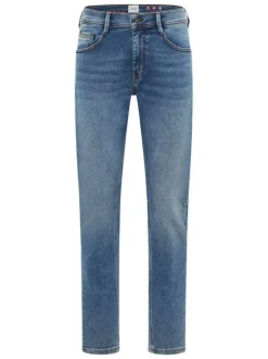 Jean en coton mélangé stone délavé avec 5 poches et une coupe slim