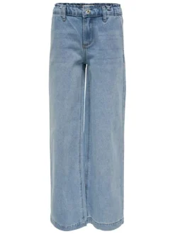 Jean en coton mélangé stone délavé avec une coupe droite et une taille haute