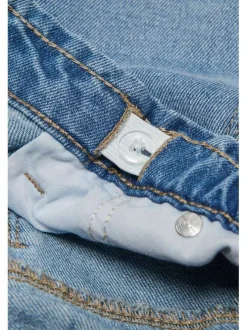Jean en coton mélangé stone délavé avec une coupe droite et une taille haute