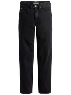 Jean 94 en coton noir uni avec une coupe ample et une taille haute