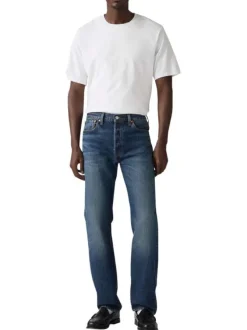 Jean 565 en coton noir uni avec une coupe ample et une taille mi-haute