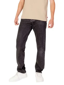 Jean 501® en coton noir uni avec une coupe droite et patch cousu à l'arrière