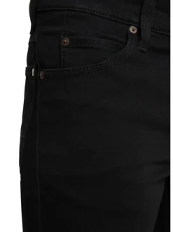 Jean en coton noir uni avec une coupe regular fit et une taille mi-haute