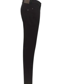 Jean en coton noir uni avec une coupe slim et une taille mi-haute