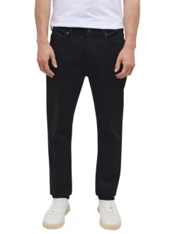 Jean en coton noir uni avec une coupe slim et une taille mi-haute