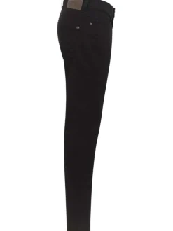 Jean en coton noir uni avec une coupe slim et une taille mi-haute