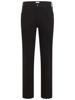 Jean en coton noir uni à coupe regular fit avec patch d'authentification