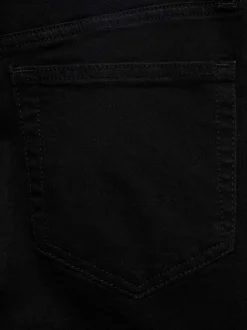 Jean en coton noir uni taille haute à coupe skinny avec rivets cuivrés