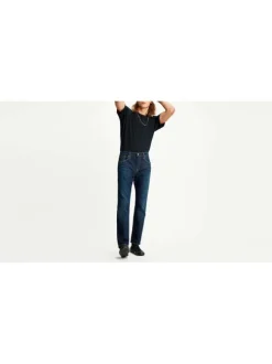 Jean en coton nuit délavé avec une coupe droite et un style 5 poches