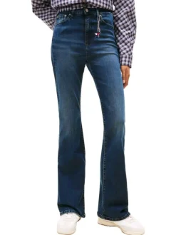 Jean en coton nuit uni avec une coupe bootcut à zip et à bouton