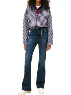 Jean en coton nuit uni avec une coupe bootcut à zip et à bouton