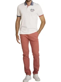 Jean en coton rose à coupe ajustée pourvu de multiples poches