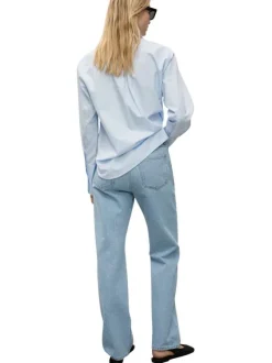 Jean en coton stone avec une coupe droite et des passants pour ceinture