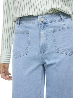 Jean en coton stone uni avec une coupe bootcut à bouton et zip