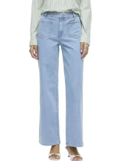 Jean en coton stone uni avec une coupe bootcut à bouton et zip
