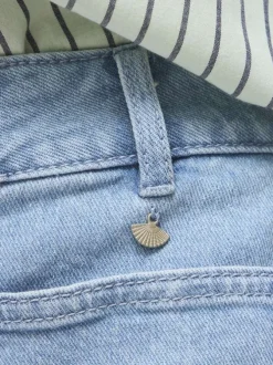 Jean en coton stone uni avec une coupe bootcut à bouton et zip