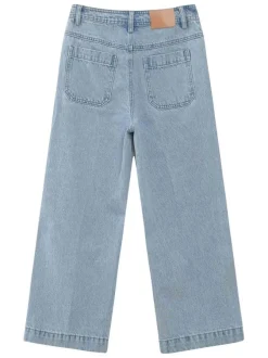 Jean en coton stone uni avec une coupe bootcut à zip et à bouton