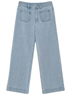 Jean en coton stone uni avec une coupe bootcut à zip et à bouton