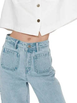 Jean en coton stone uni avec une coupe bootcut à zip et à bouton