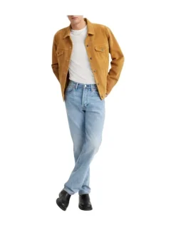 Jean 501® en coton stone uni avec une coupe droite et patch marron à l'arrière