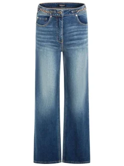 Jean en coton stone uni avec une coupe flare à zip et à bouton