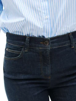 Jean en coton stone uni avec une coupe slim et un jacron marron