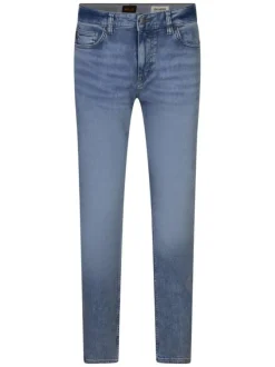 Jean en coton stone uni avec une coupe slim à zip et à bouton