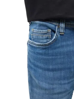 Jean en coton stone uni avec une coupe slim à zip et à bouton