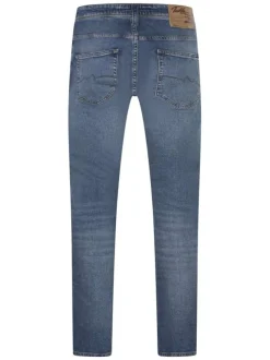 Jean en coton stone uni à coupe regular fit fermé par une braguette à boutons