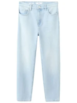 Jean en coton stone uni pourvu d'une coupe bootcut et d'une taille haute