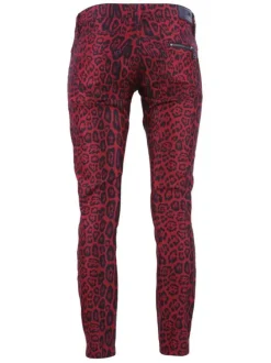 Jean femme ALEXA imprimé esprit léopard rouge