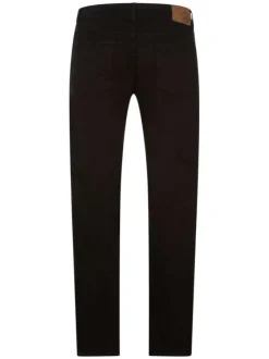 Jean Fredo noir en coton uni coupe slim avec 5 poches