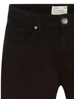 Jean Fredo noir en coton uni coupe slim avec 5 poches