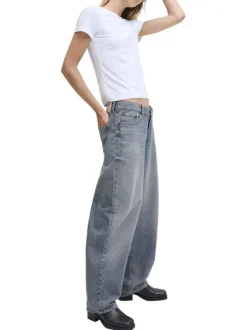 Jean Fuji Barrel en coton biologique bleu pourvu d'une coupe large